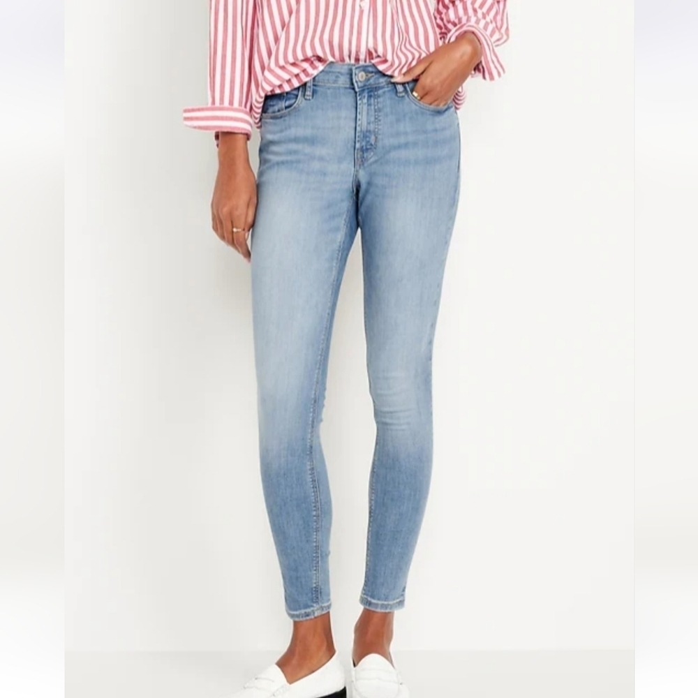 Old Navy Super Skinny Mid Rise Light Wash Blue Jeans Size Womens 10